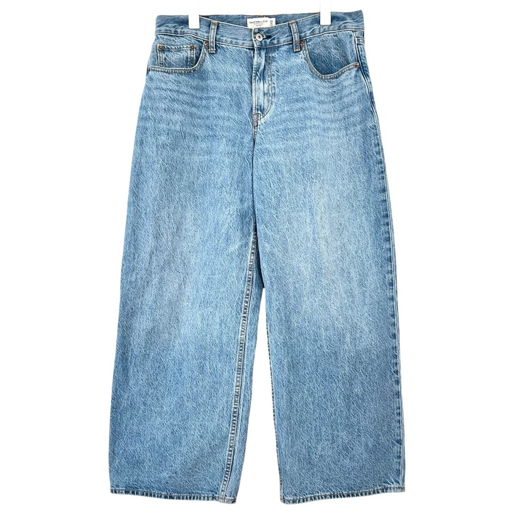 Abercromie & Fitch Curve Love The Ultra Loose Low Rise Medium Wash Blue Jeans